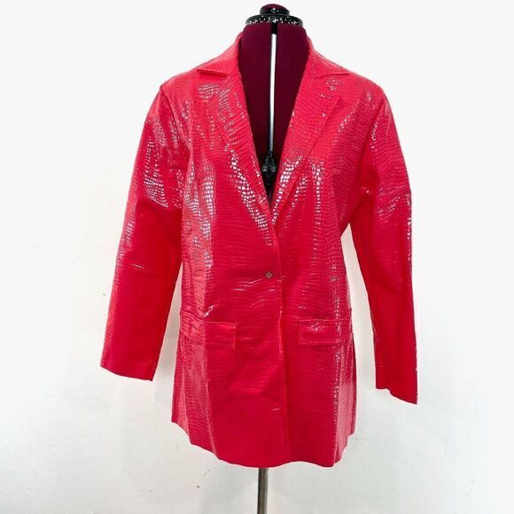 LA FILLE DES FLEURS Jacket Size L Coated Reptile Pattern Made in Italy - Picture 2 of 10